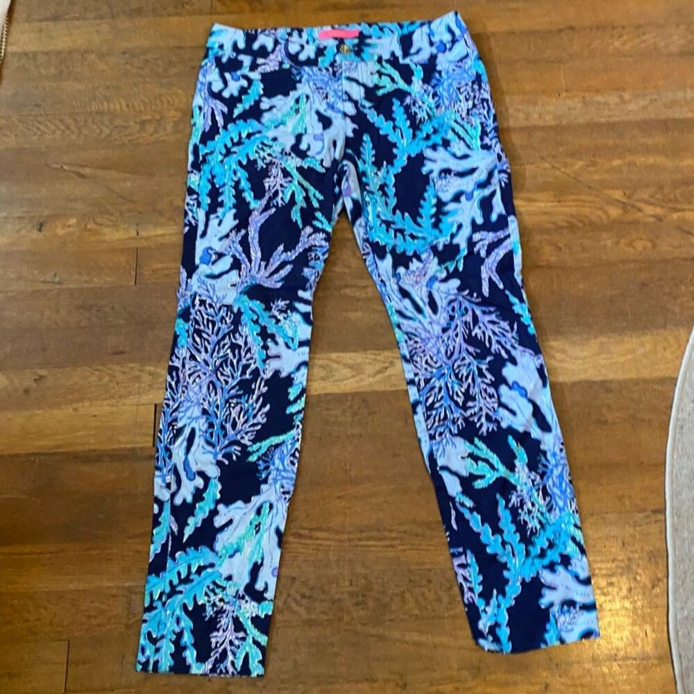 Lilly Pulitzer Floral Skinny Ankle Pants Women Size 10